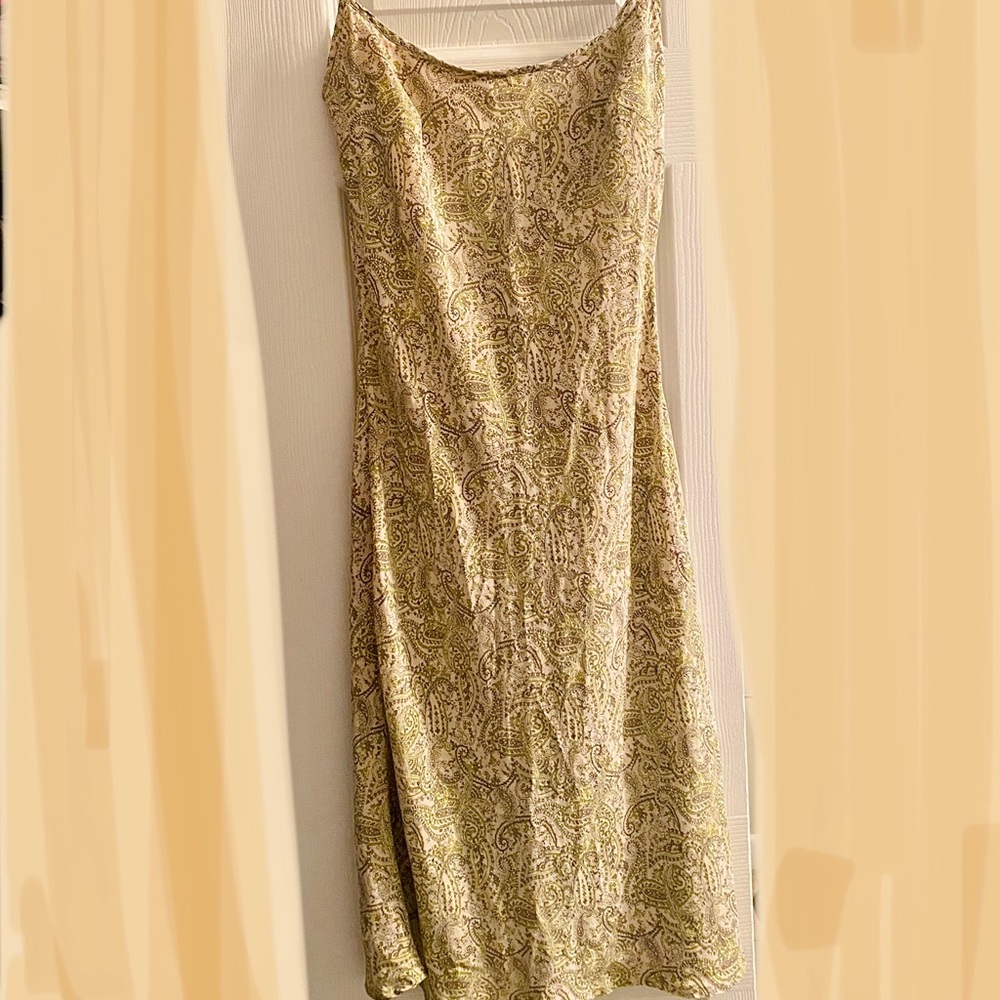 The Limited Silk dress 100% silk lining olive green Slip Dress